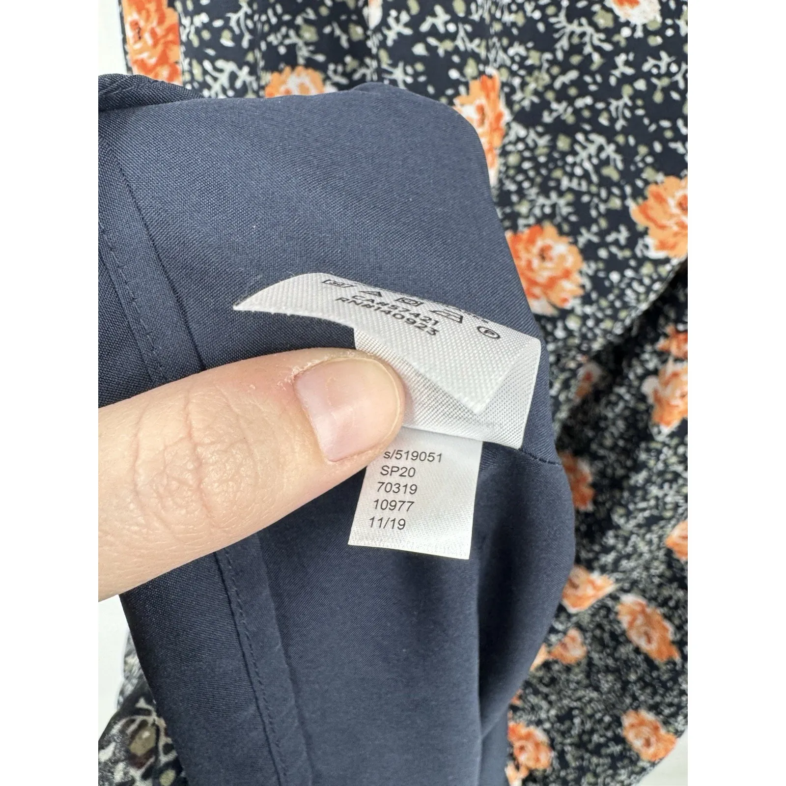 Loft Floral Peasant Cottage Mini Dress Women Medium Navy Coquette Milk Maid Boho - Image 5