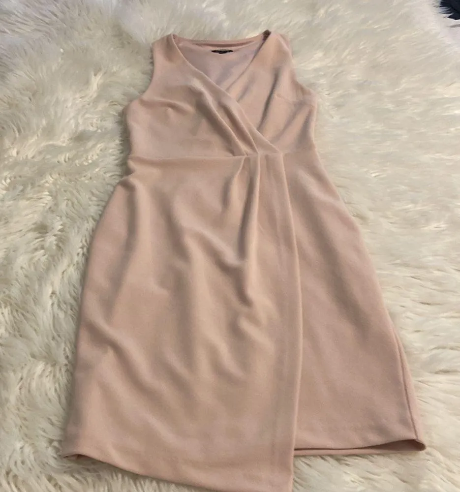 EXPRESS light pink  Tan Sleeveless Sheath Dress V-neck Cocktail size XS excellen - Image 8
