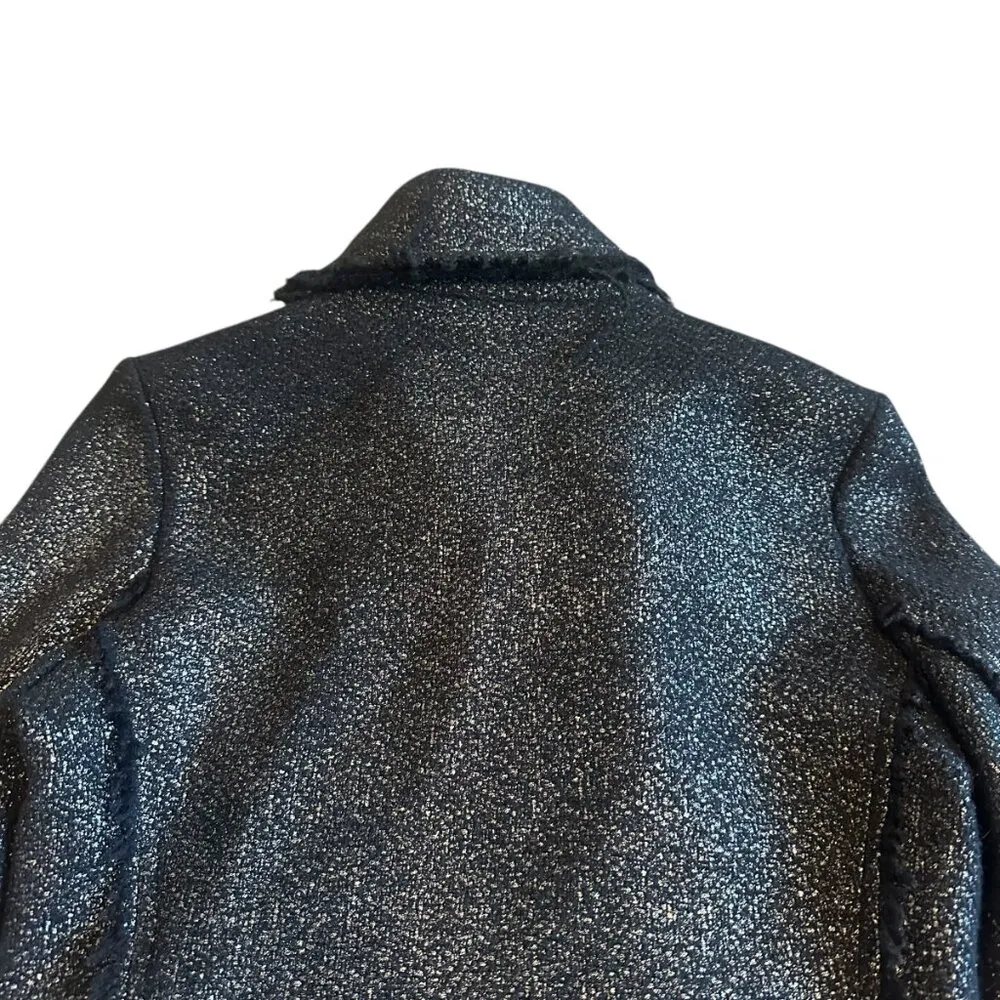 Mara Hoffman Virgin Wool Cropped Moto Jacket Sparkle Asymmetrical Size 2 Women's - Image 7