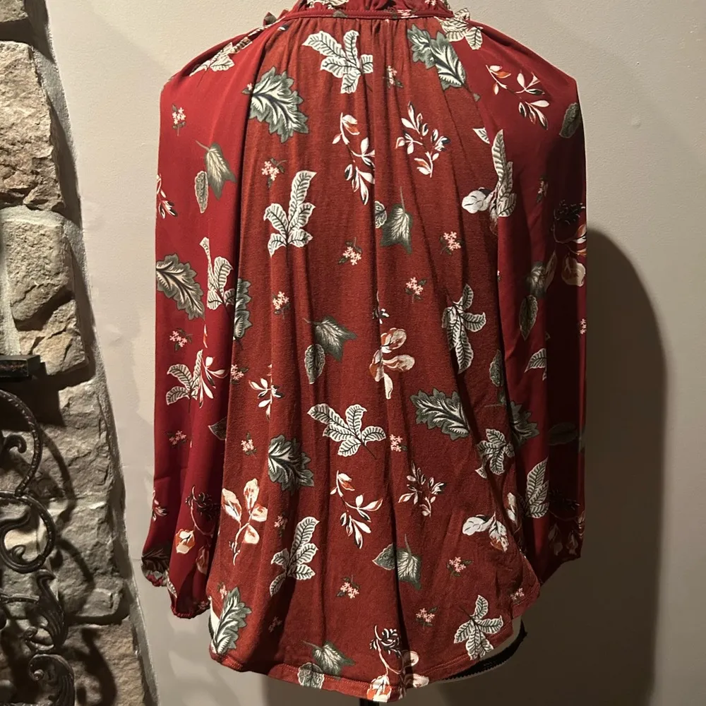 Ann Taylor LOFT Burgundy Blouse - Image 3