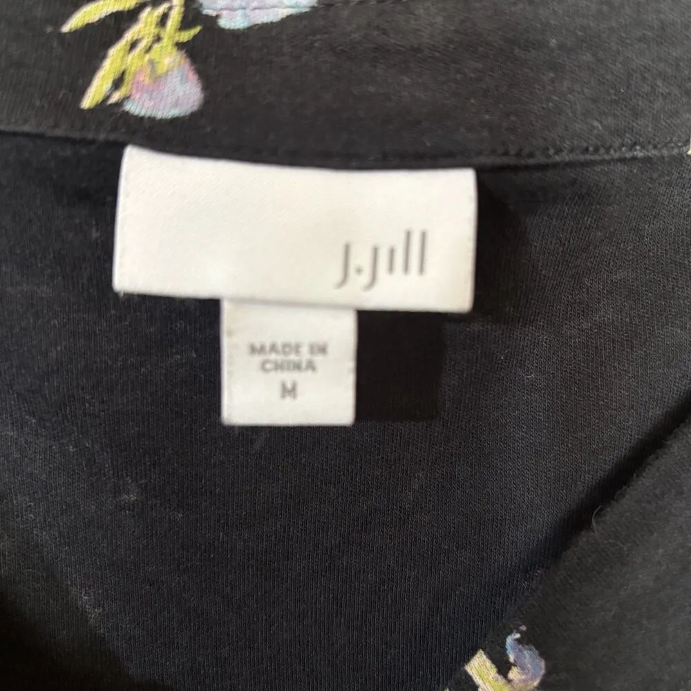 J Jill Top Womens Medium Multicolor Floral Boatneck Cotton Blend Stretch Blouse - Image 7