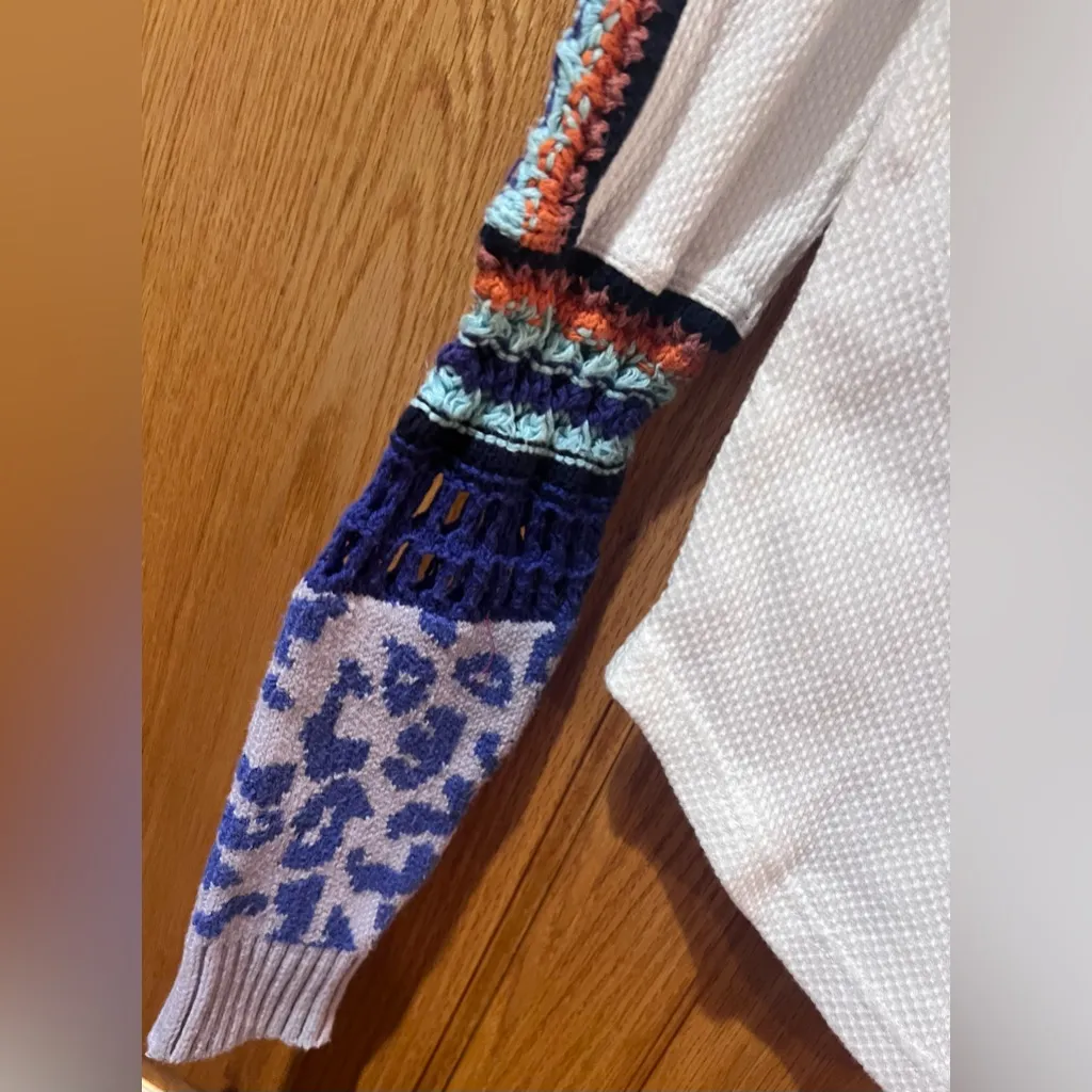 Free People Switch It Up Crochet-Trim Thermal Cuff White Top Mock Neck Size‎ XS - Image 12