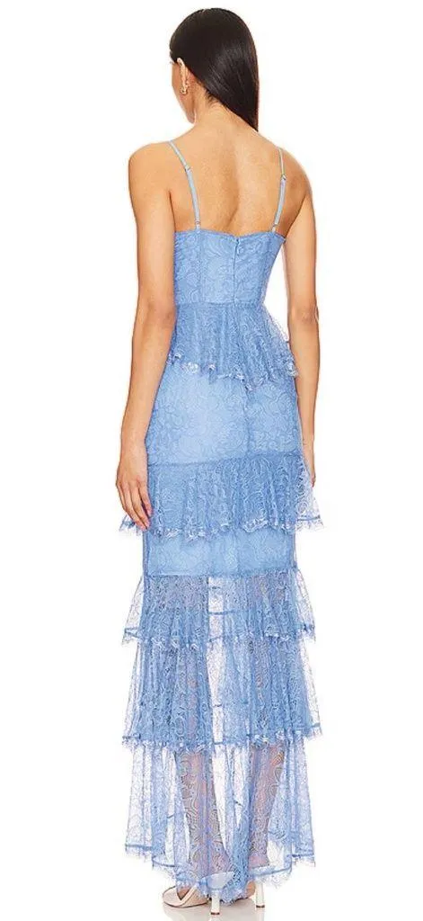 NEW NWT Majorelle Zelda Fitz Lace Maxi Gown In Robins Egg Blue - Image 2