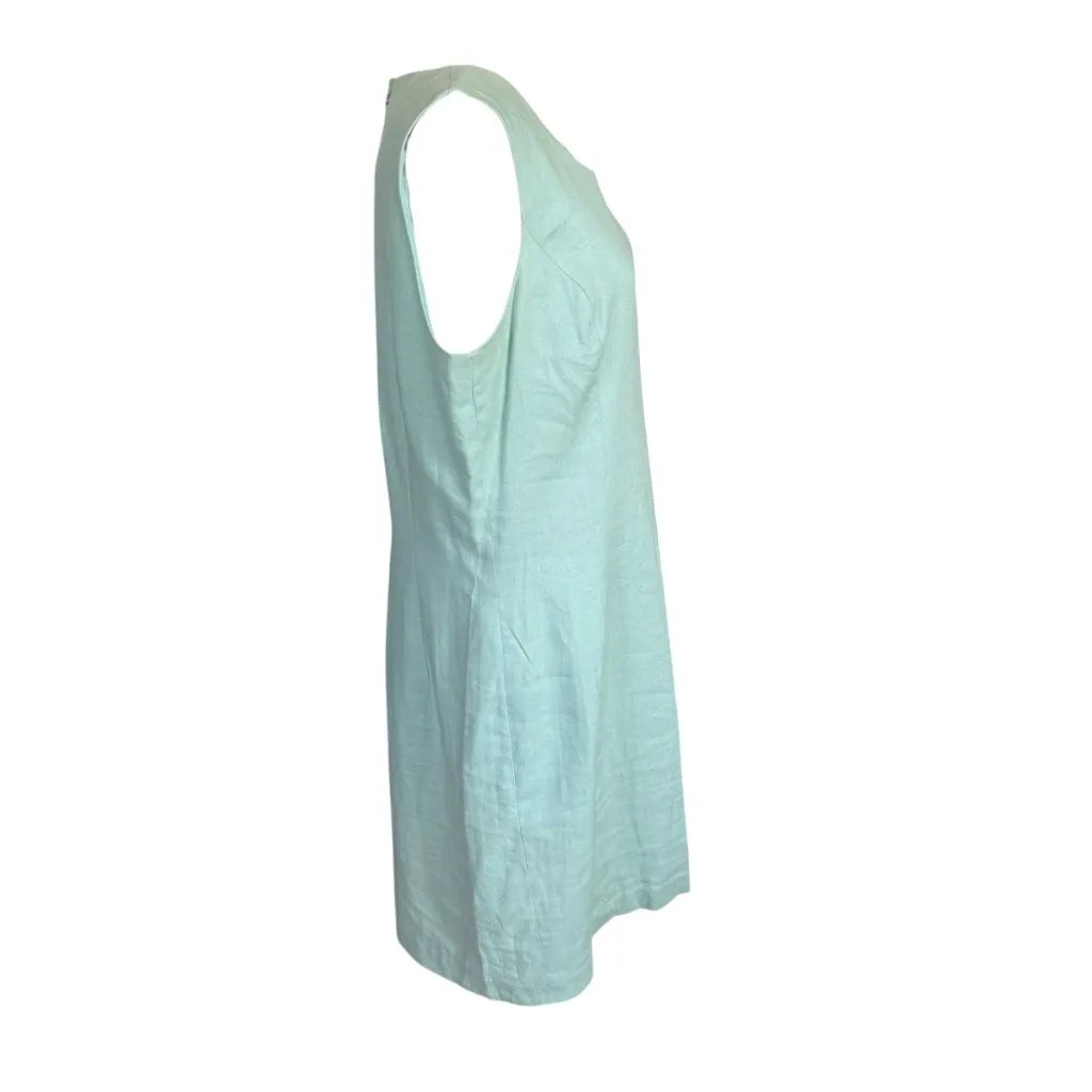 Laura Scott mint green sleeveless fully lined zip sheath linen dress size 14 - Image 3