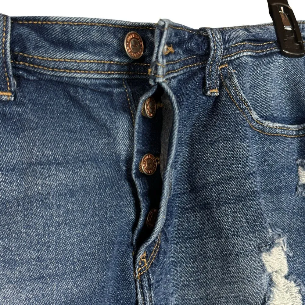 Hollister JRS SZ 9 High-Rise Boyfriend Jean Shorts Button-Fly Distressed Frayed - Image 4