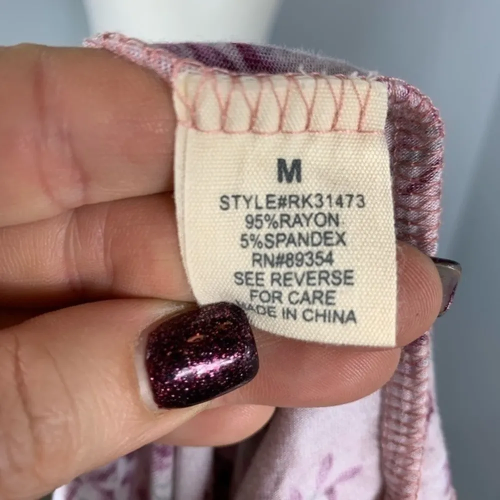 Ultra Flirt NEW Coral Floral Off Shoulder Peasant Sleeve Blouse Top Size M - Image 5