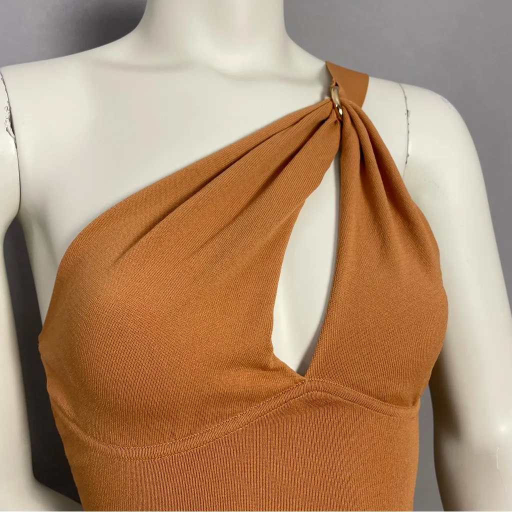 Zara Asymmetrical Crop‎ Top Buckle Cut Out Peekaboo Knit Size Small One Shoulder - Image 7