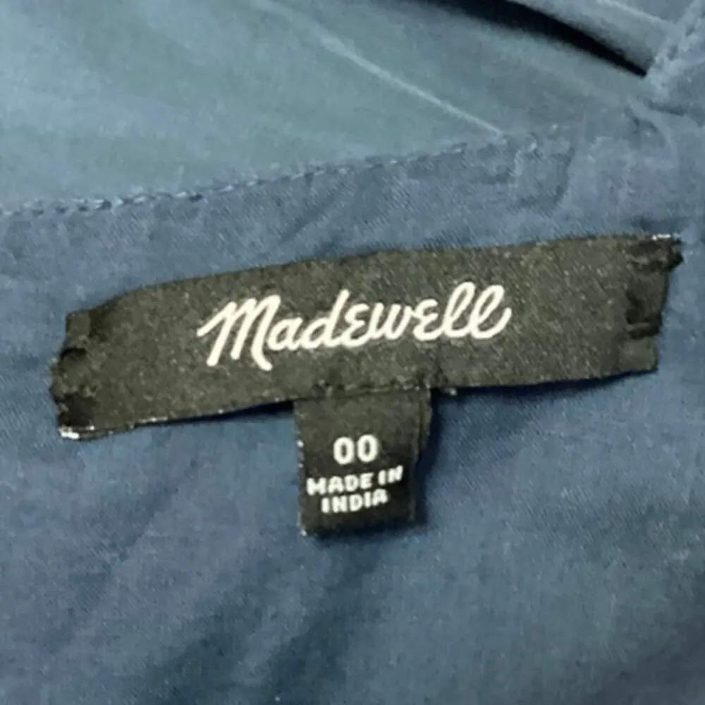 Madewell Lizzie Poplin Blue Puff Sleeve Square Neck Tiered Babydoll Mini Dress 0 - Image 8