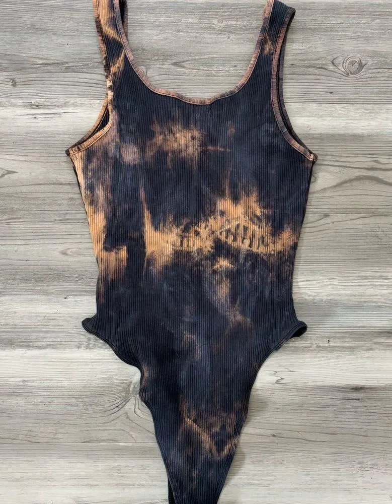 Black and orange tie dye bodysuit #bodysuit Size 1XL - Image 4