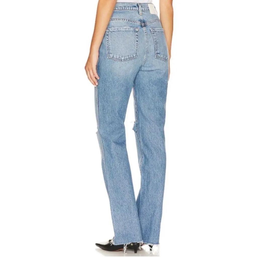 GRLFRND Sarah High Rise Straight Leg Jeans Rambla Distressed 100% Cotton 27 - Image 3