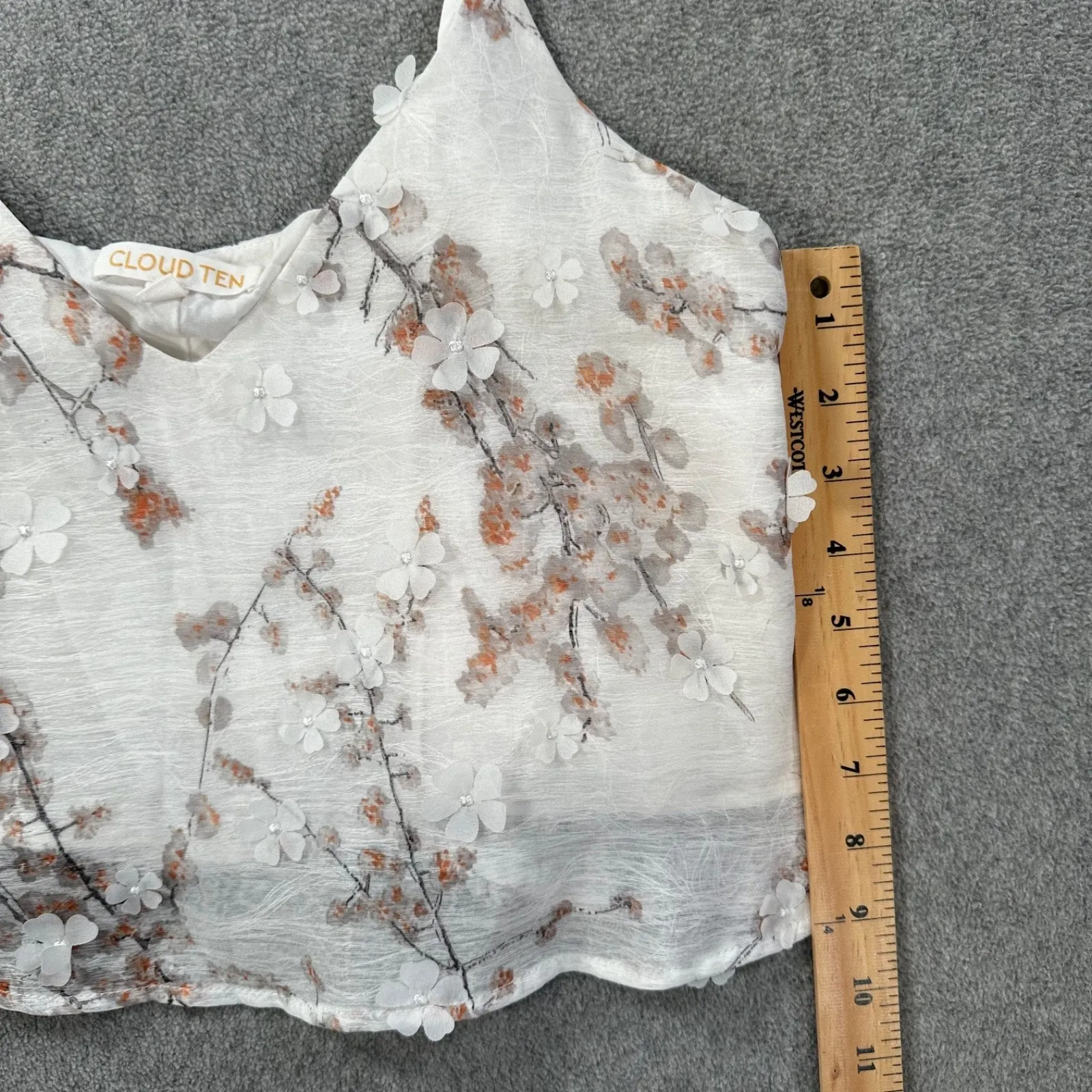 Cloud Ten Floral Embellished Camisole Tank Top Women's Small Cropped White - Image 5