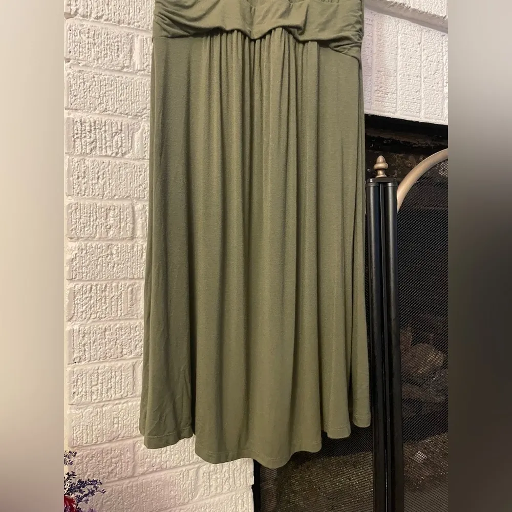 Olive Green Maternity Midi Dress | Old Navy | Size XS - Image 6