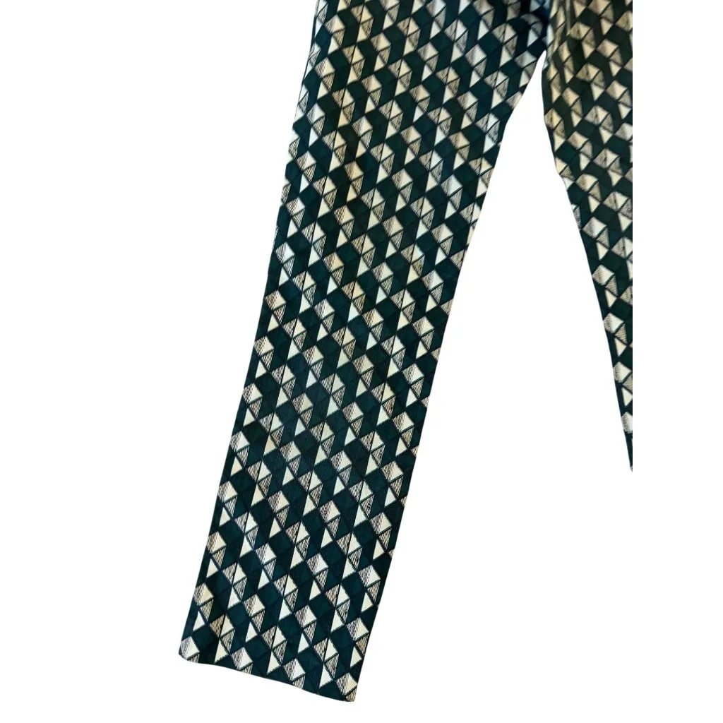 H&M Greeb Cream Patterned Triangle Print Ankle Pants Size US 8 - Image 2