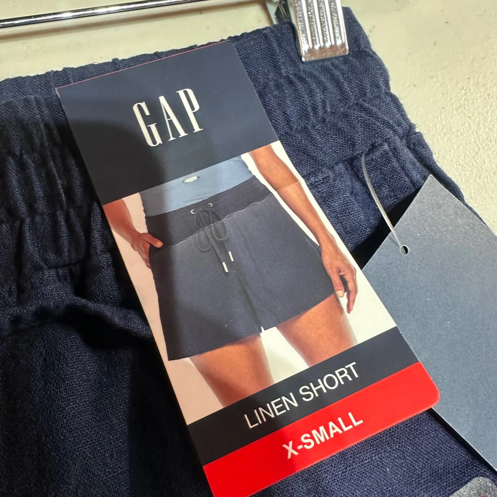 GAP Linen Blend Pull on Shorts Navy Blue Women's XS 3.5" Coastal Casual Modest - Image 4