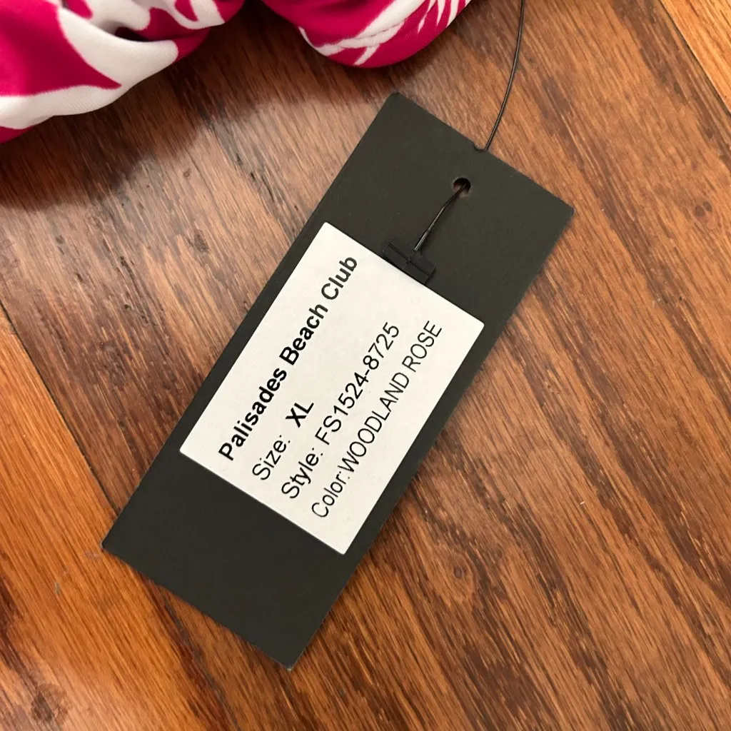 NWT Pink Floral Side Cinch Racer Back Medium Coverage One Piece Swimsuit Size XL - Image 7