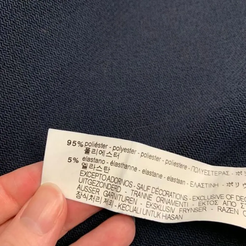 Zara Basic Top Womens Small Navy Bell Sleeve Cardigan White Trim Open Front Work Blue - Image 5