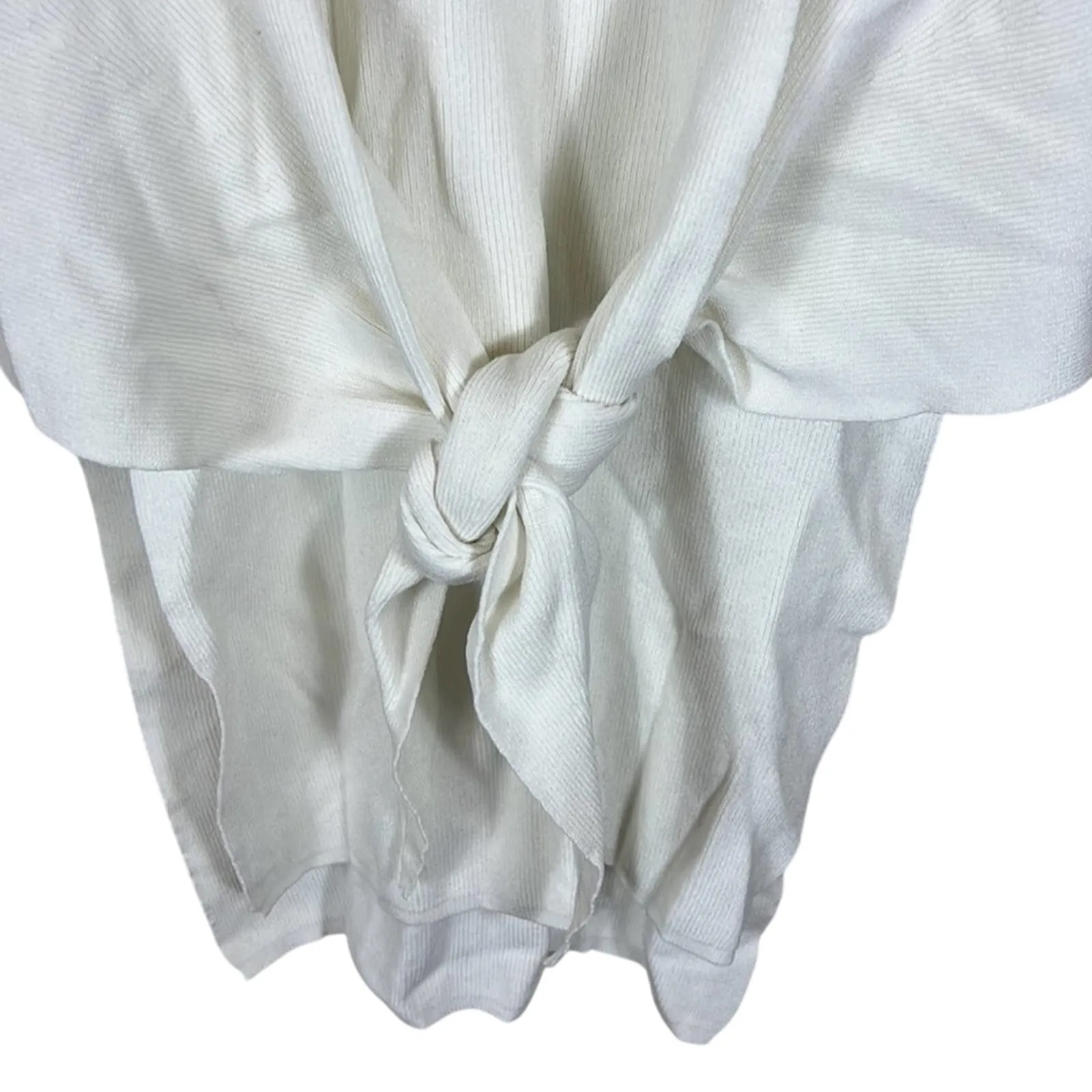 NWT SNDYS Tied Up Knit Sweater Maxi Dress Womens S White Long Sleeve Slit Beachy - Image 4