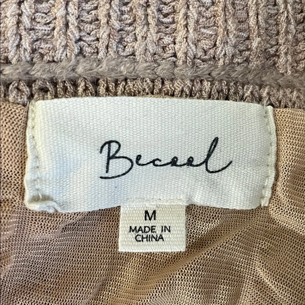 Becaal Tan Sweater Knit Pencil Skirt Size M - Image 3