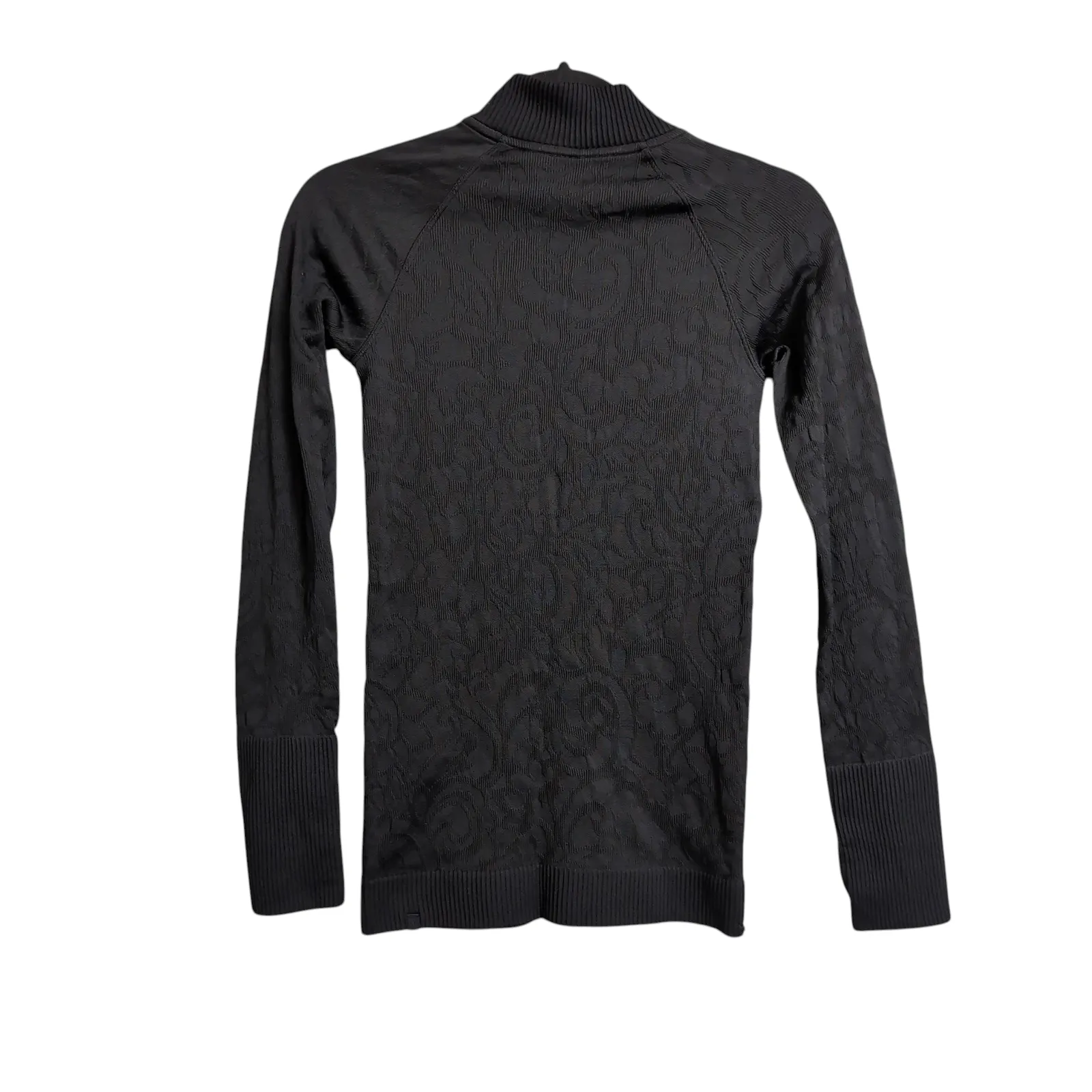 Lululemon Black Floral Embossed Quarter Zip Pullover Top Size 4 Athleisure Layer - Image 6