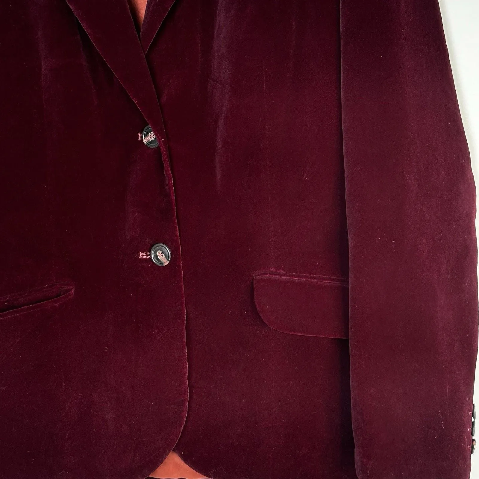 Vintage 1960’s Classic Burgundy Velvet Blazer Cotton by‎ Butterfly For Prestige Red - Image 5