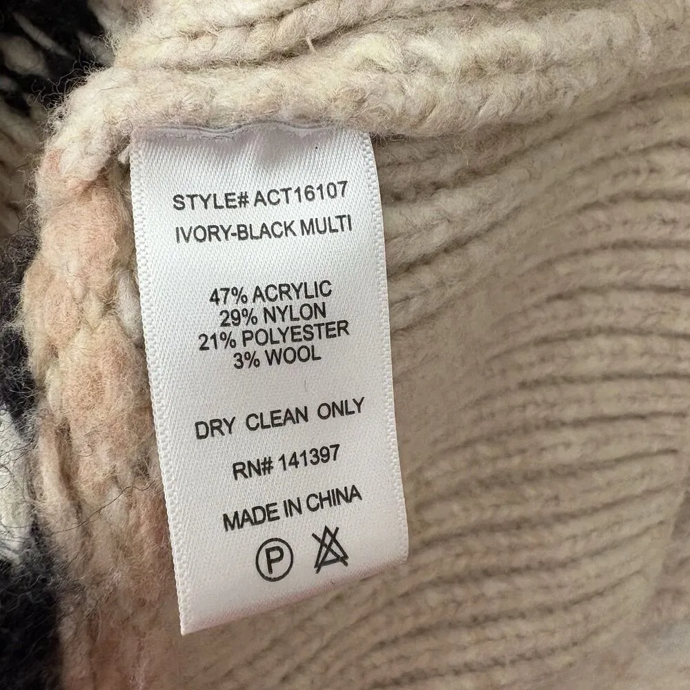 ASTR The Label Fair Isle Chunky Knit Nordic Wool Blend  Sweater Womens Large - Image 6