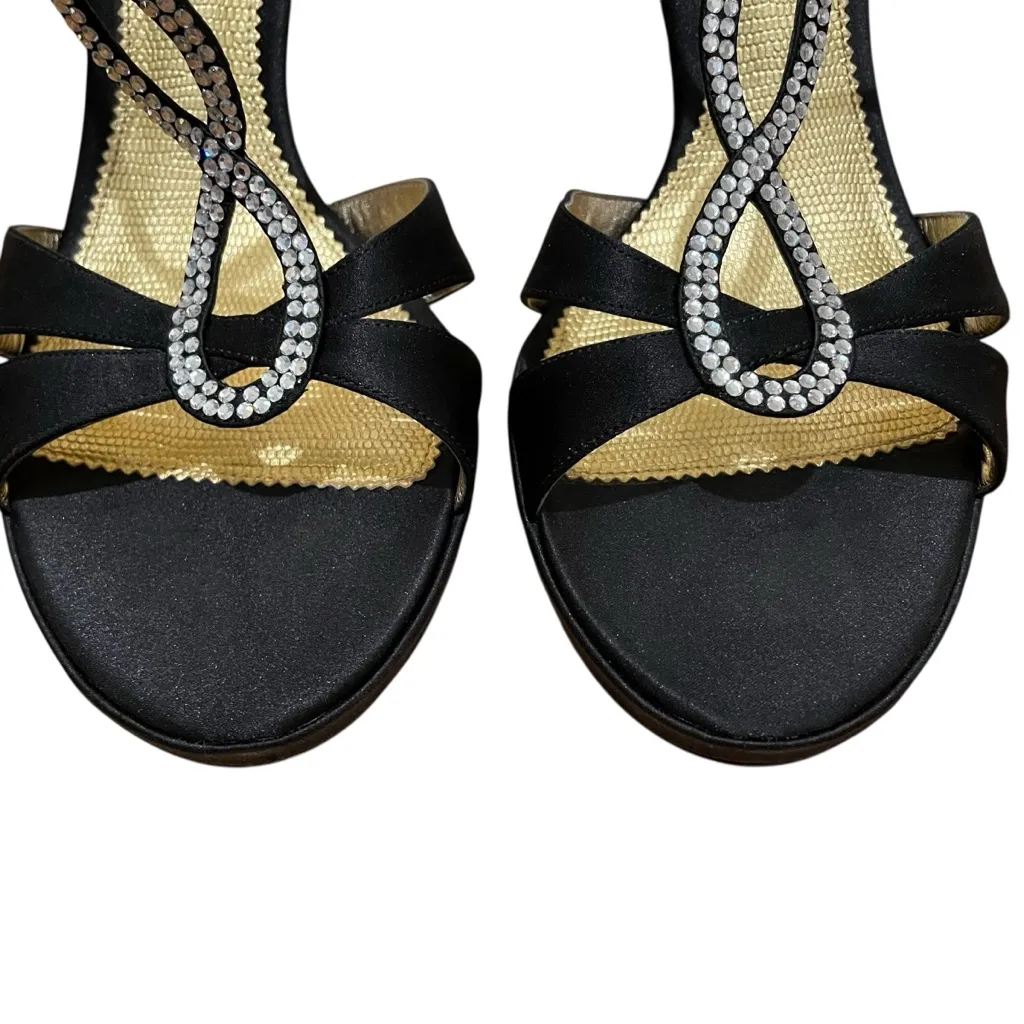 Nina Genius-LS Black Luster Rhinestone Strappy High Heel Sandals Women’s Size 10 - Image 5