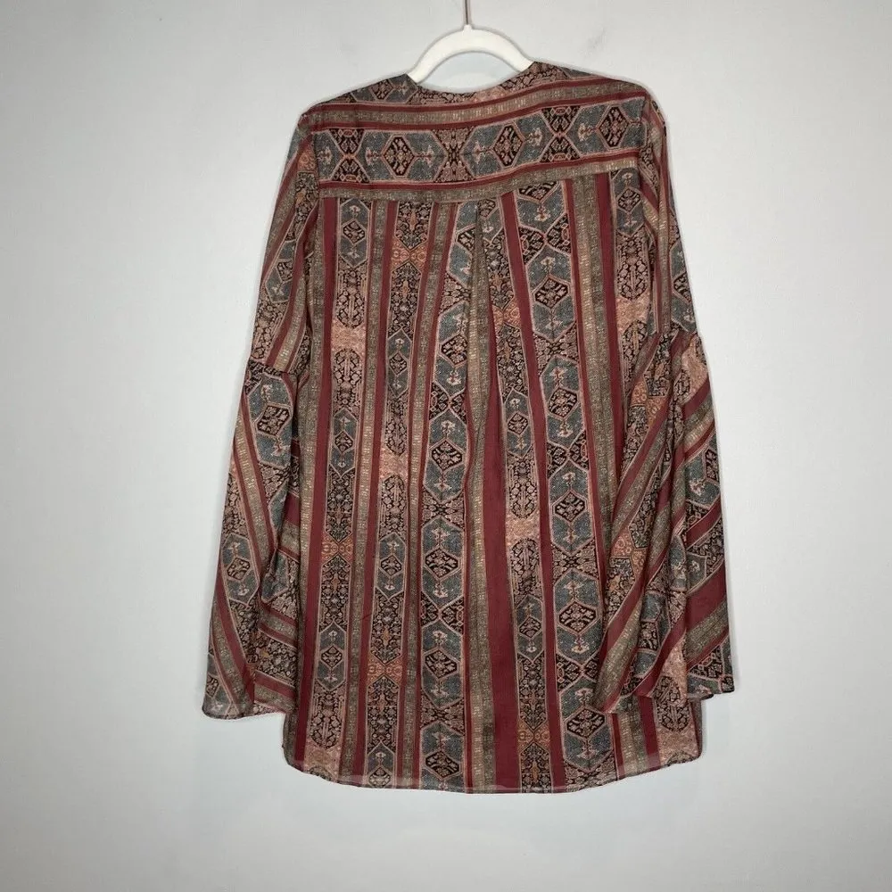 The Jetset Diaries TJD Redwood Tunic Dress Aztec Boho Bell Sleeve Size 8 - Image 13