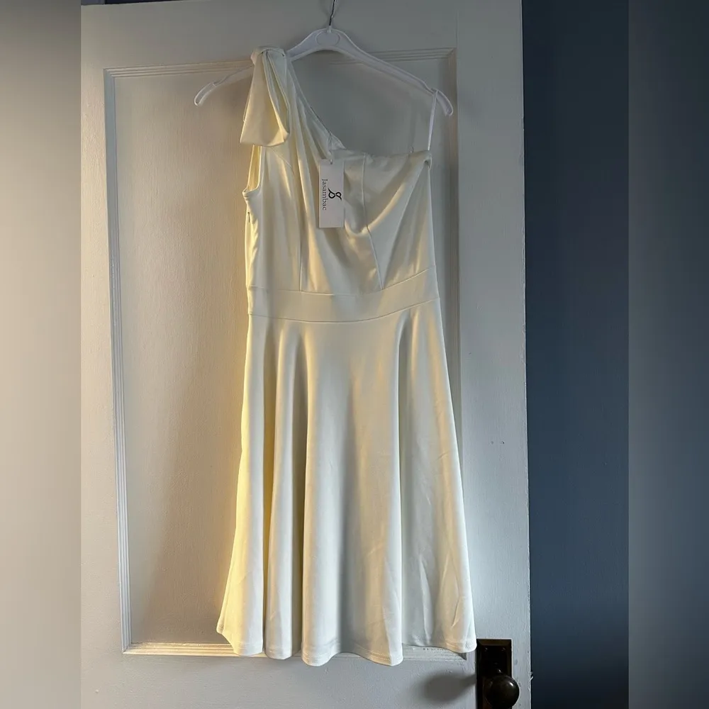 JASAMBAC Women's Bow One Shoulder Dress with Pockets A - Image 2