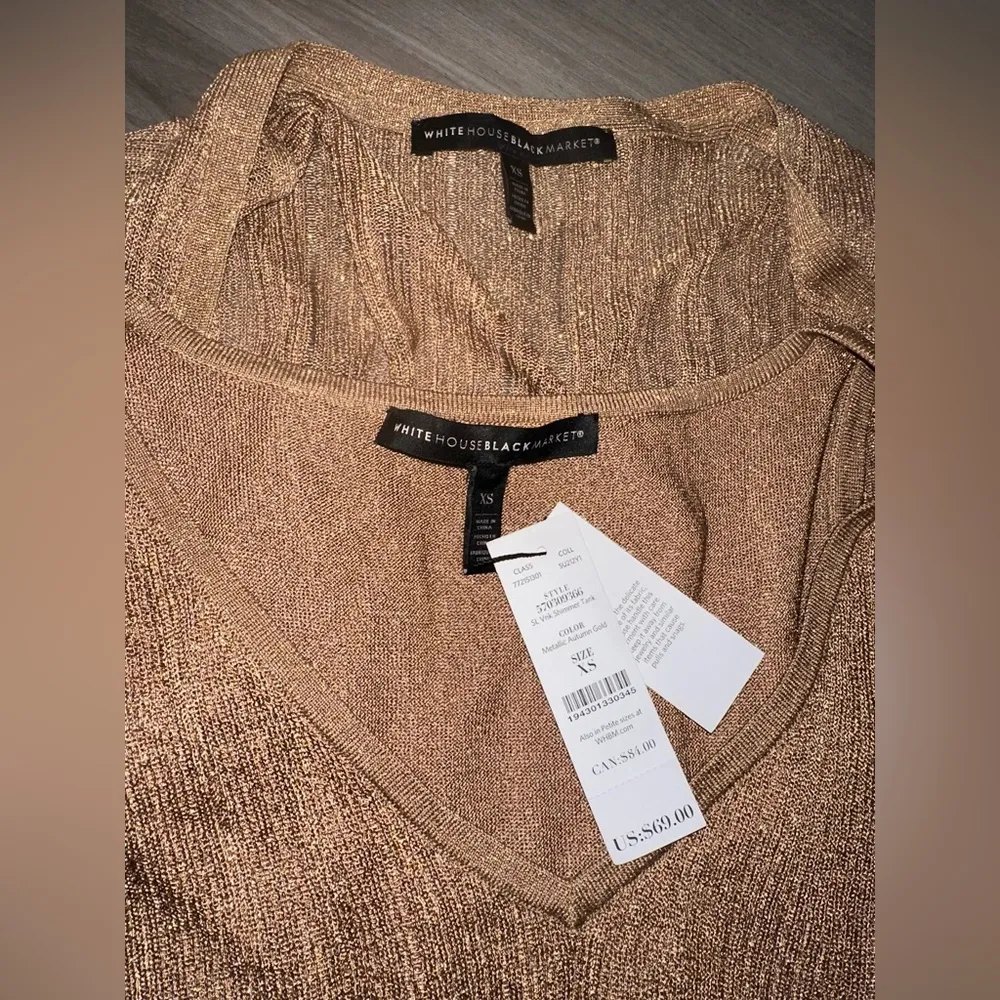 NWT White House Black Market Golden Sparkle Tank & Matching Cardigan 2 Piece - Image 3