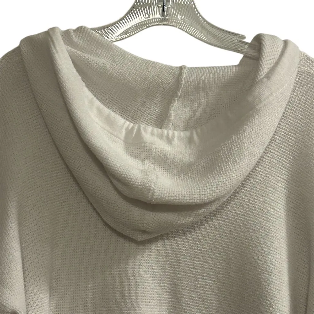 Michael Kors Women's White Ribbed Hoodie Sweater Size M Pullover - Image 14