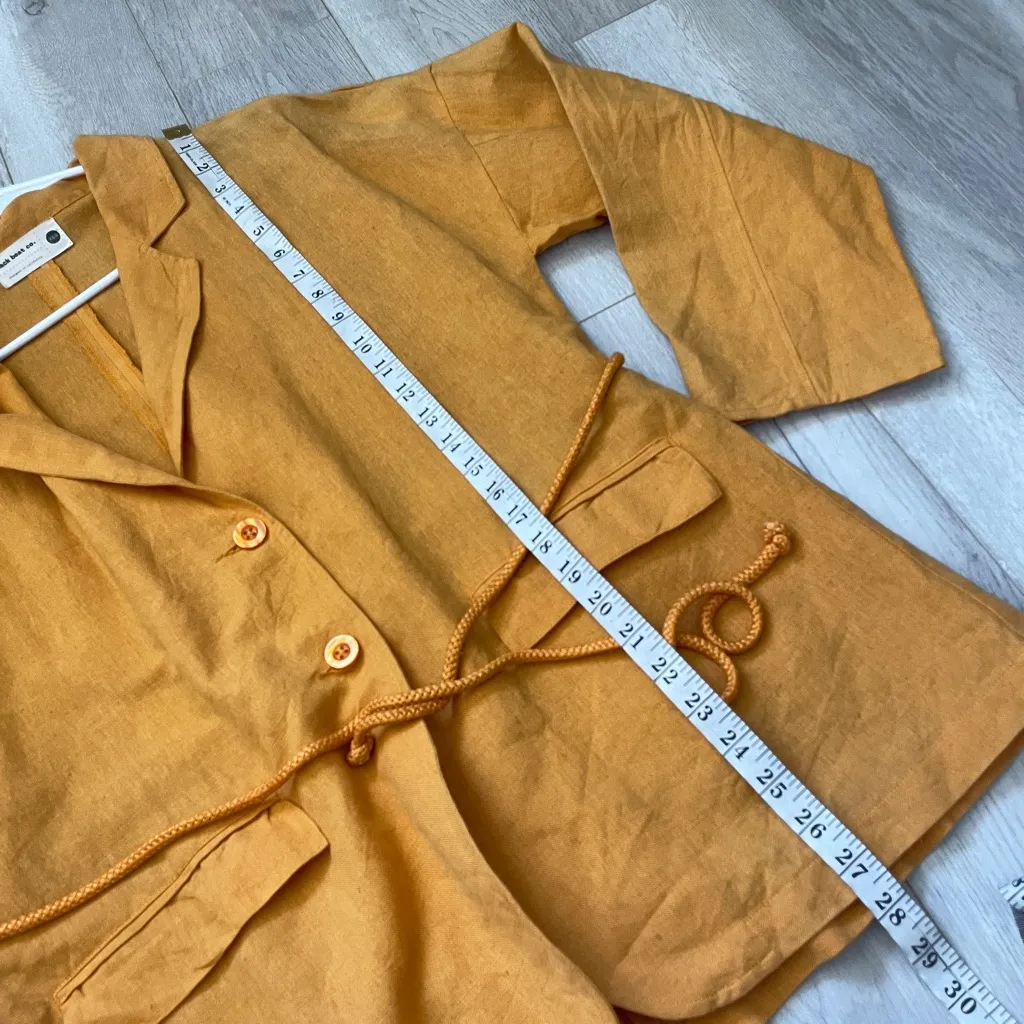 Back Beat Co. Blazer linen organic cotton womens Orange xsmall small minimalist - Image 6