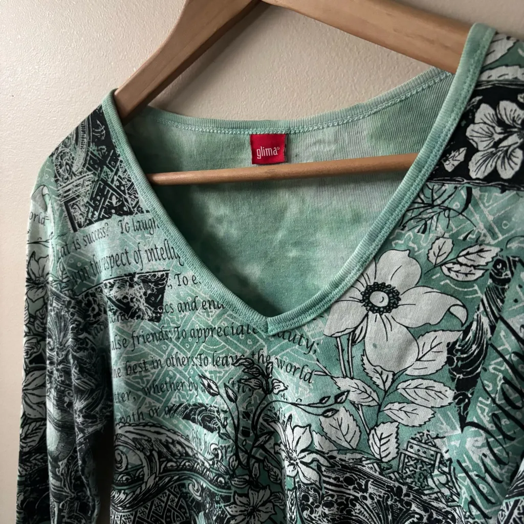 Glima Y2K Graphic Quarter Sleeve Green Size M - Image 2
