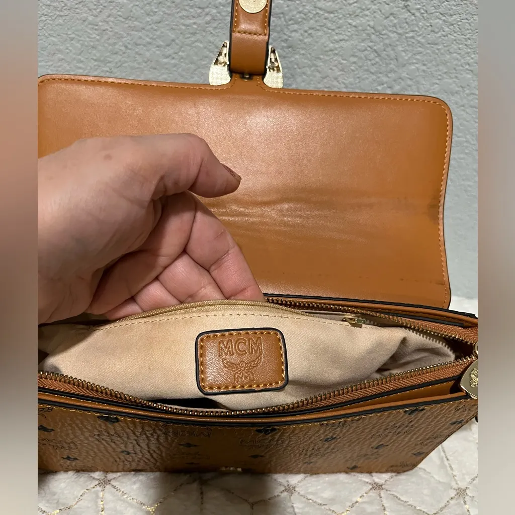MCM Tan Logo Crossbody Bag - Image 10