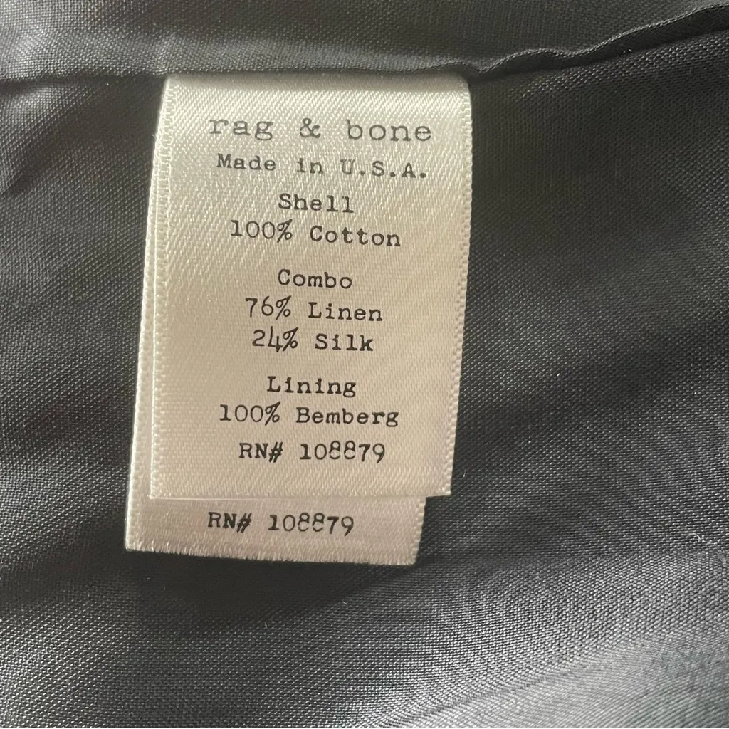 Rag & Bone Gray & Black Linen Single Breasted Blazer 6 - Image 7