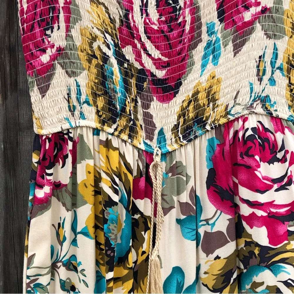 Band of Gypsies Roses Wide Leg Off Shoulder Jumpsuit M - Image 4