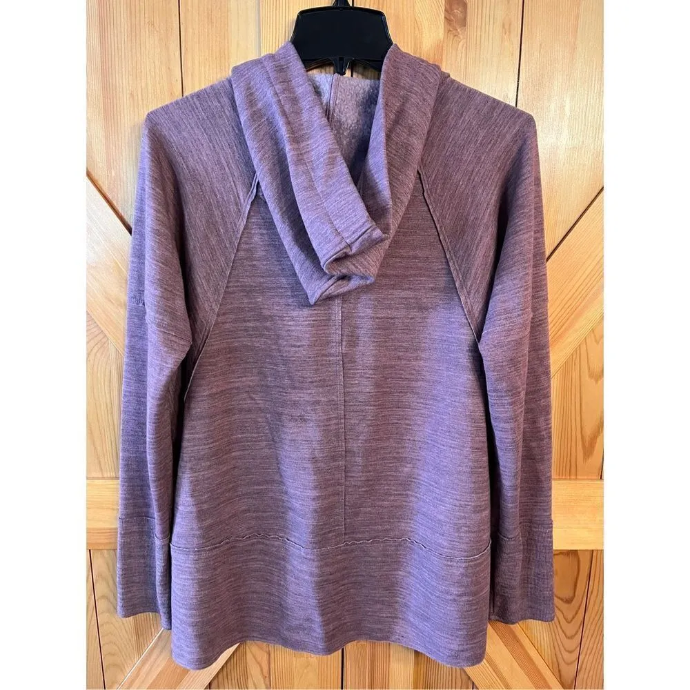 Lucky Brand Heather Mauve Fleece Hooded Lace Up Pullover Top Size Medium (2384) - Image 5