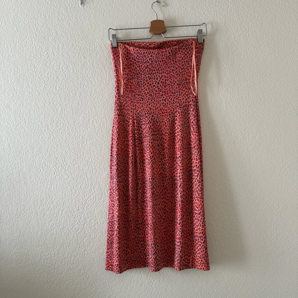 Diane Von Furstenberg 100% Silk Strapless animal leopard Dress - Image 2