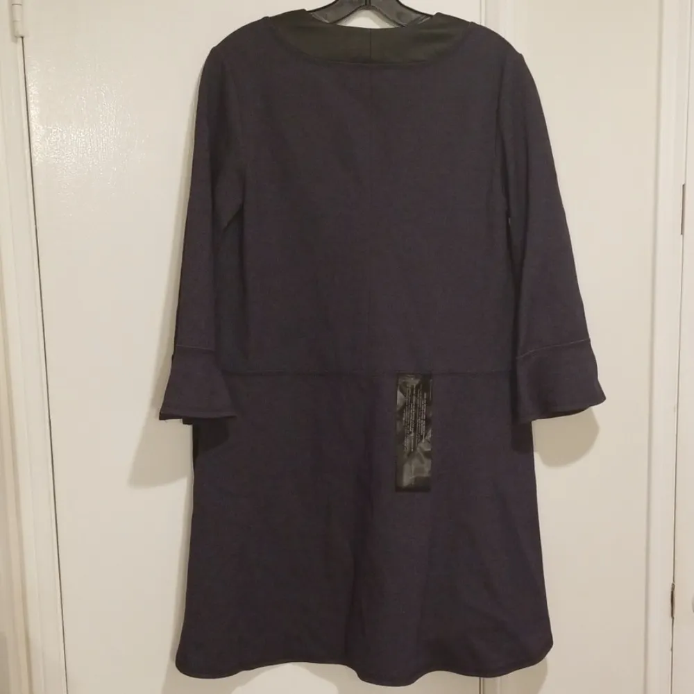 💕BCBGMAXAZRIA💕 V-Neck Faux-Leather Trim Dress - Image 8