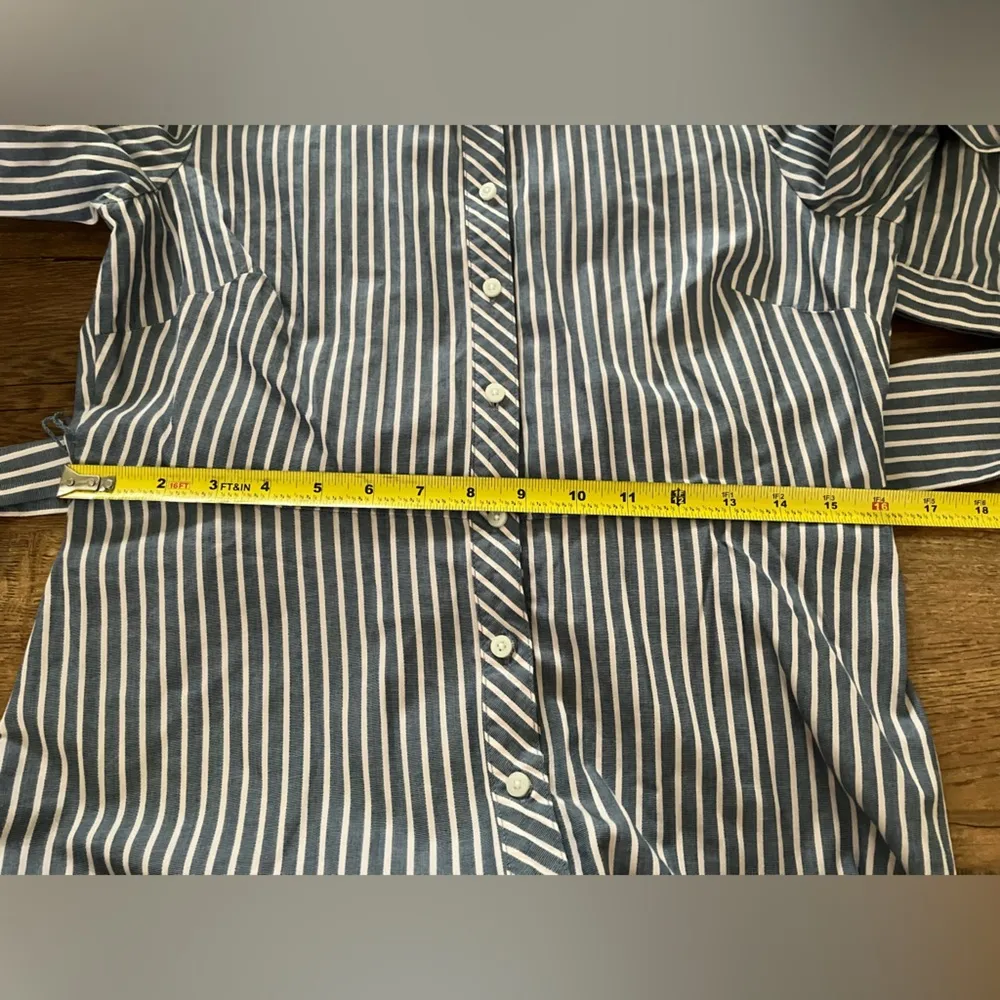 Tommy Hilfiger Women Blue Shirt Dress Pin Stripe 3/4 Sleeve Button Collar - Image 8