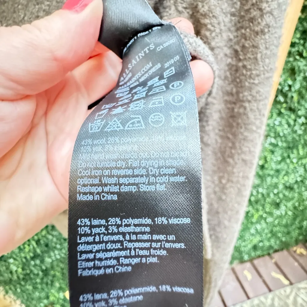 Allsaints Tierny roll neck turtleneck pullover sweater top wool yak size small - Image 9