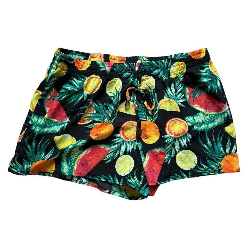 Womens City Streets Woven Shorts Black Fruit Punch Swim Cover Up Shorts - Sz L - Image 3