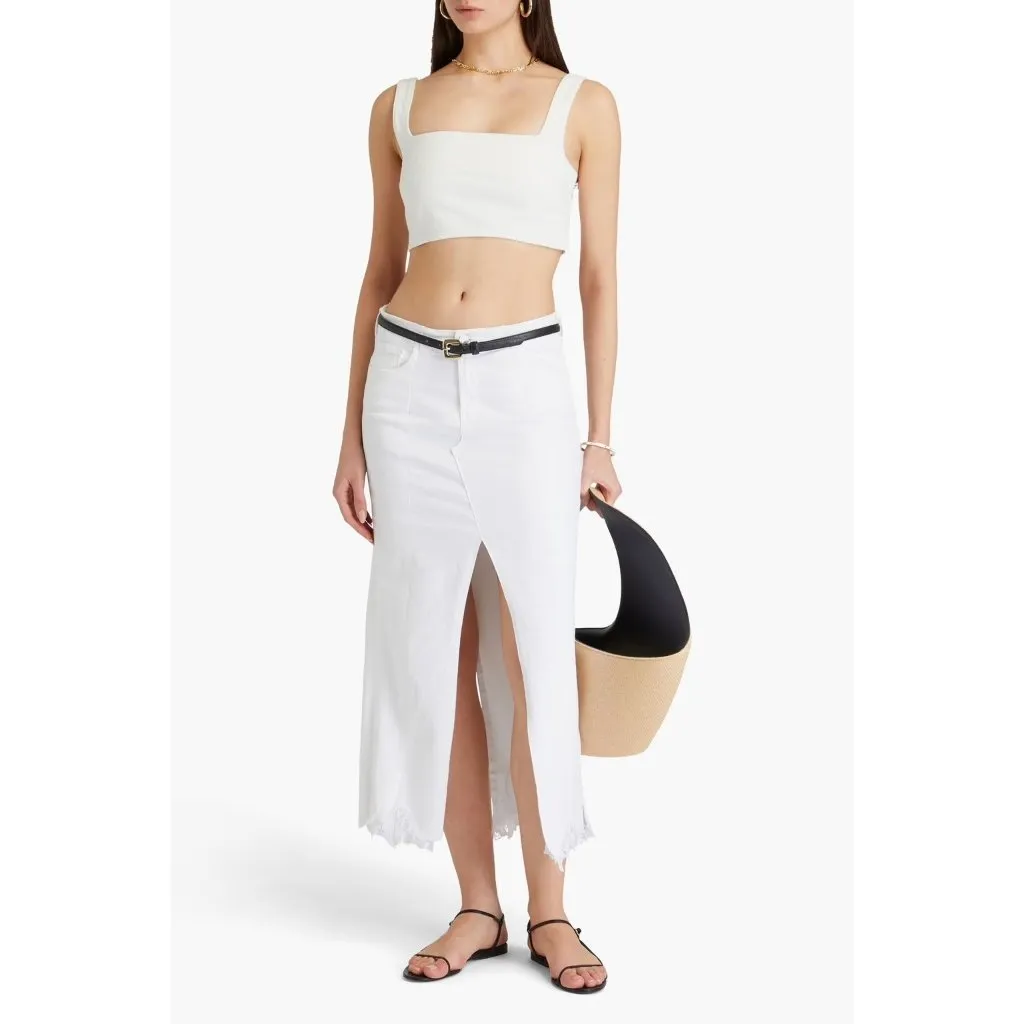 Loulou Studio Anet Bra Top in Ivory XSmall New Womens Denim Crop Tank White Size XS - Image 16