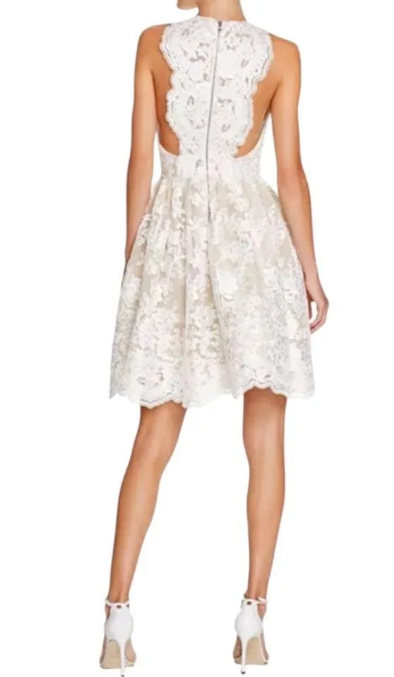 Alice + Olivia Cream Halter A-Line Mini Dress - Image 2