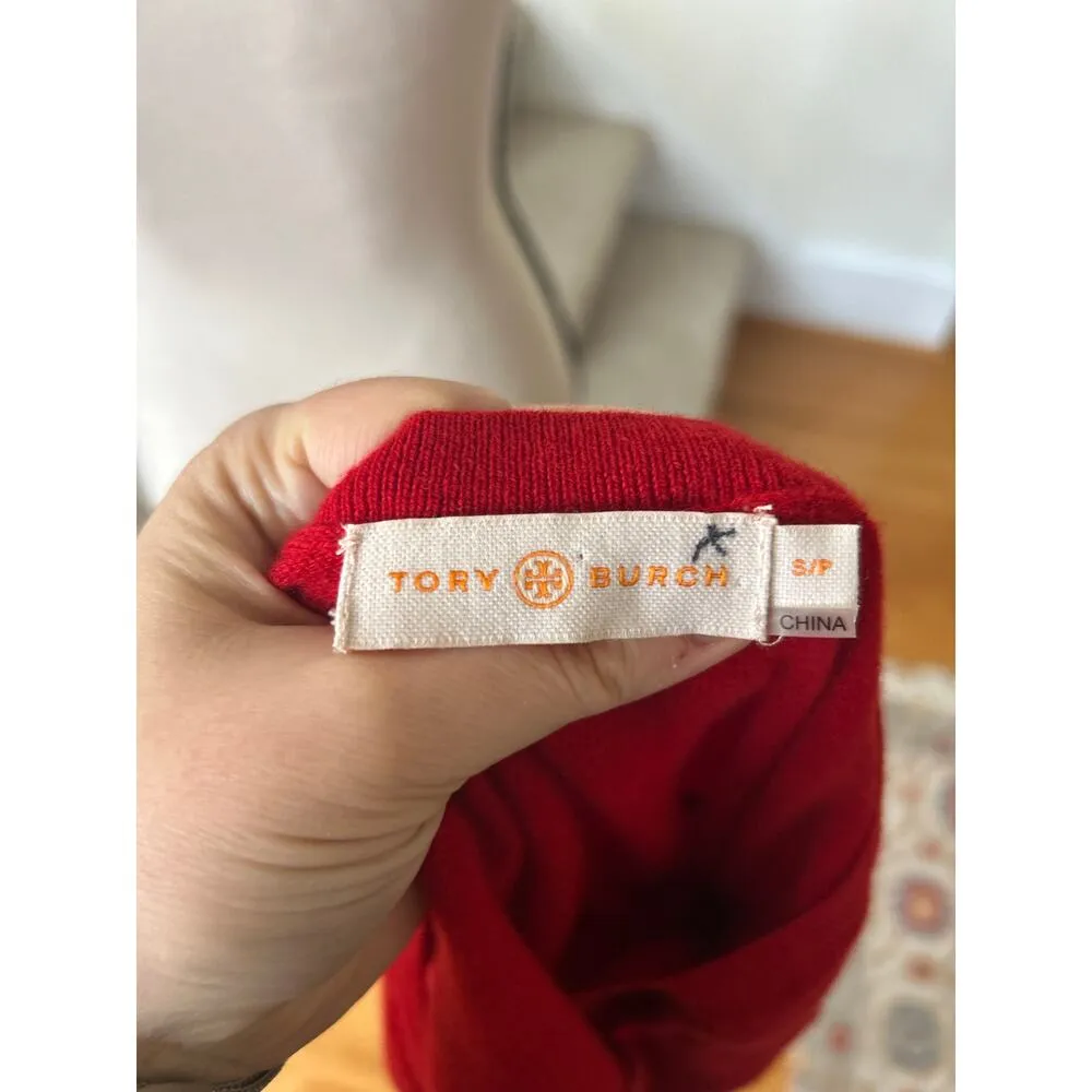 Tory Burch Red V-Neck Merino Wool Sweater Vest - Image 6