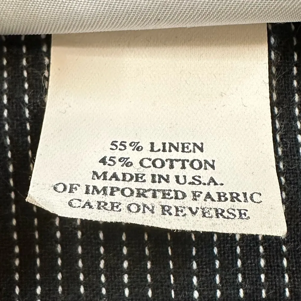 Hot Cotton Linen Blend Black White Striped Button Down Tunic Shirt, Size XL - Image 11