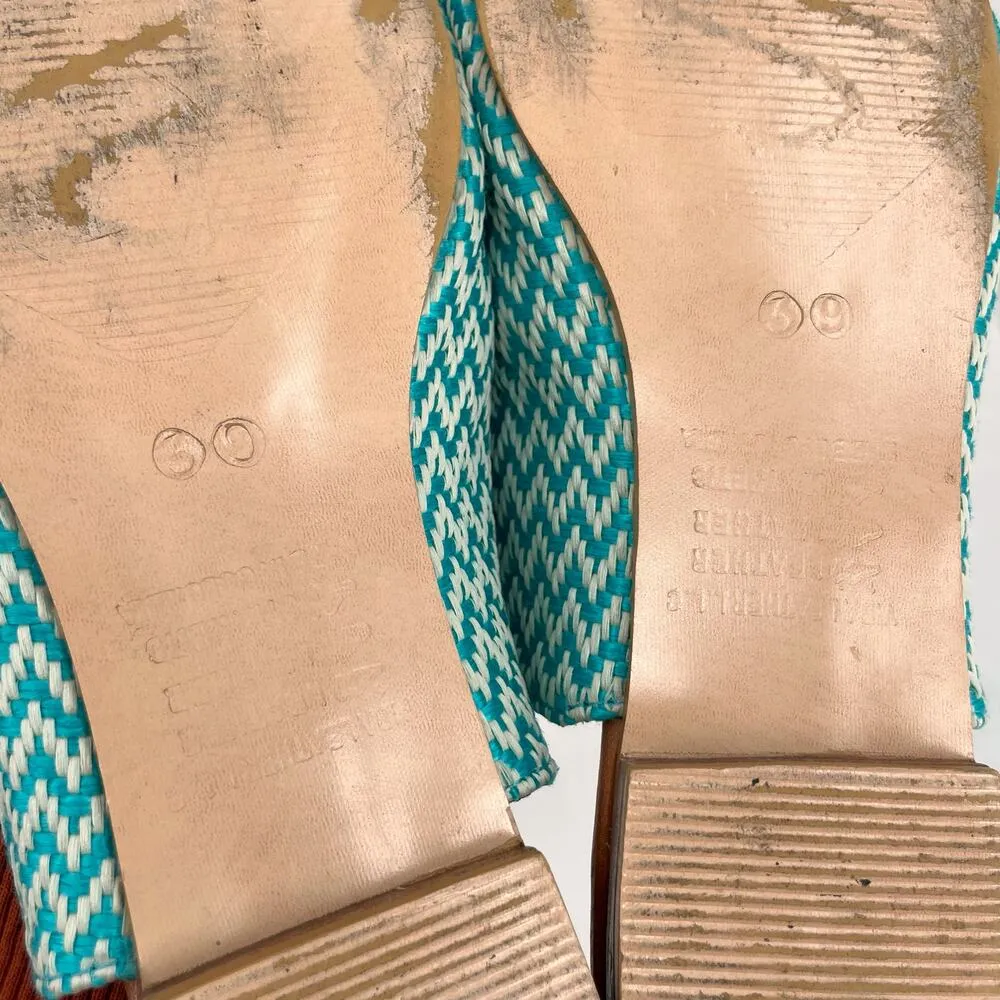 Silvia Cobos Blue Tassel Woven Mules Bright Summer Shoes Pointed Toe Low Heel 39 Size 8 - Image 10