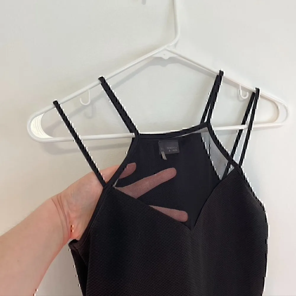 SPARKLE FADE URBAN OUTFITTERS UO Mesh Panel High Neck Skater Dress Black Mini S - Image 5