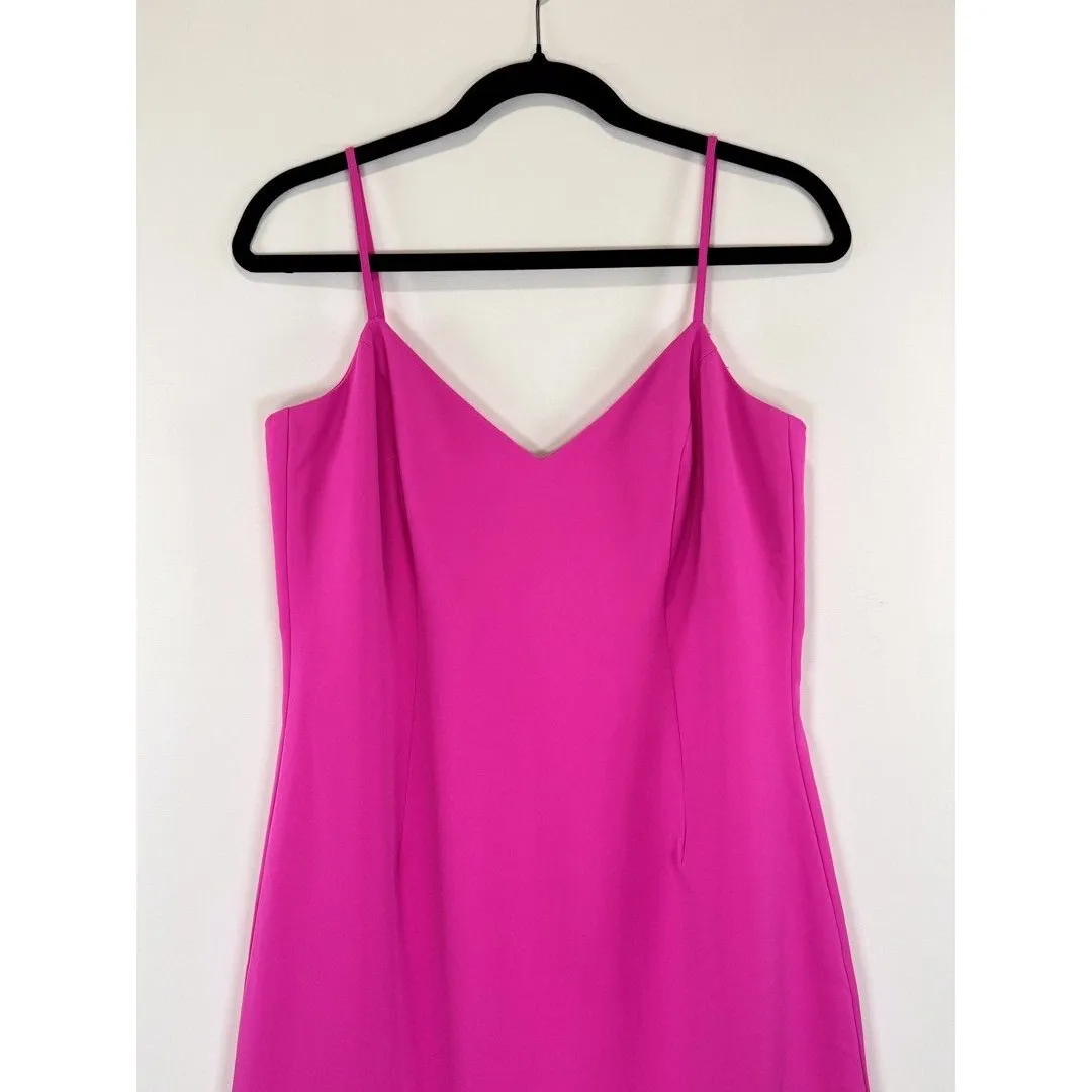 NWT Bardot Womens Dress Pink Shock Lisandra Midi V Neck Trumpet Stretch Medium - Image 7