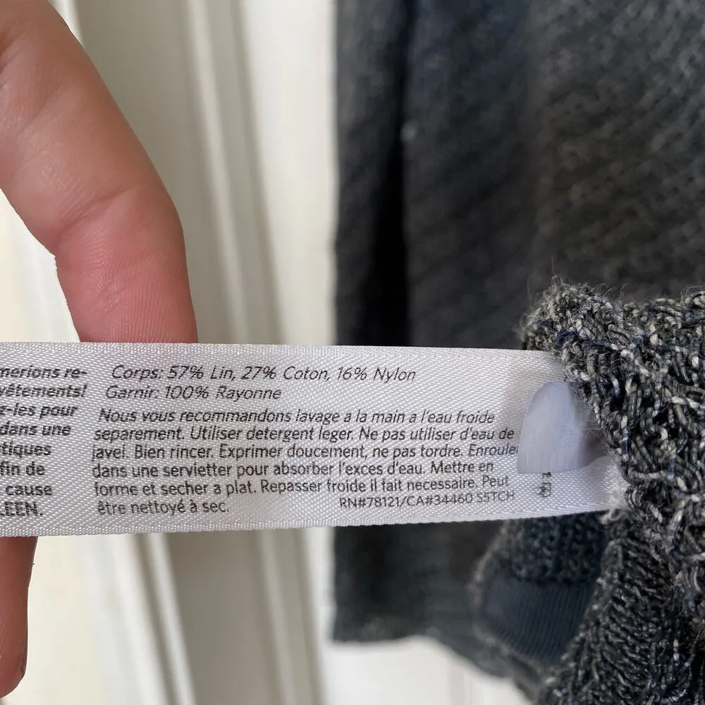 EILEEN FISHER Cropped Jacquard Zip-Front Jacket Cardigan Gray Size Medium - Image 6