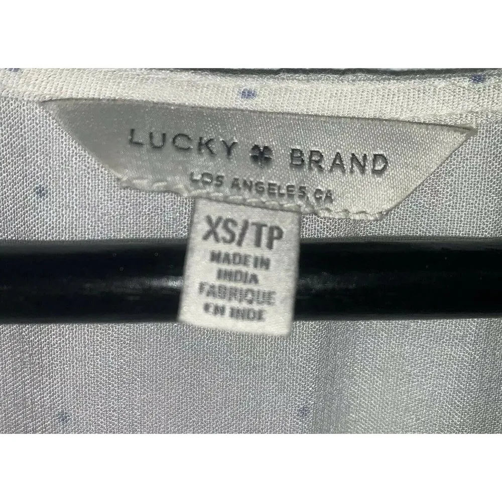 Lucky Brand Womens Peasant Top Size XS Pink Off White Lavender Boho Blouse Shirt - Image 4